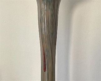 Item 92:  Signed Art Glass Vase - 8" x 17":  $95