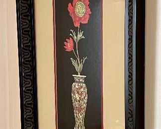 Item 107:  (2) "Red Flowers in Asian Inspired Vase" - 16" x 26":  $125/Pair