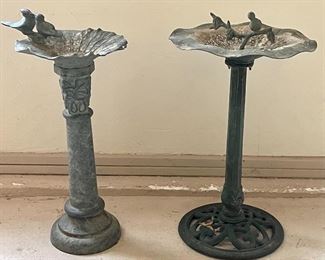 Item 119:  (2) Metal Birdbaths:  $48                                                                                    Tallest - 31.5"