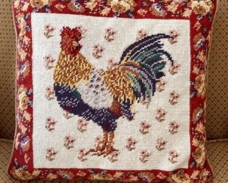 Item 126:  Needlepoint "Rooster" Pillow:  $20