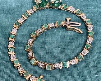 Item 130:  14K Emerald Earrings (top):  $75                                                                      Item 131:  14K Emerald & Diamond Bracelet:  $245