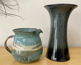 Item 162:  Pottery Pitcher (left):  $38                                                                             Item 163:  Potter Vase (right): $38                                                                                         Tallest - 10.5"