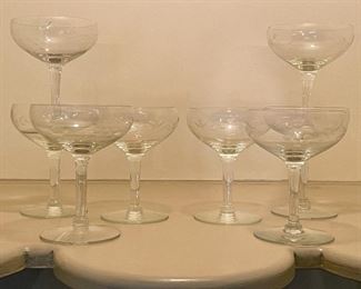 Item 171:  (8) Etched Coupe Glasses:  $28