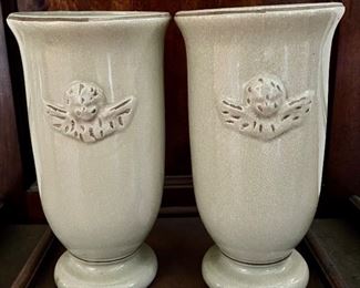 Item 236:  (2) Vases with Raised Cherub:  $16/Each