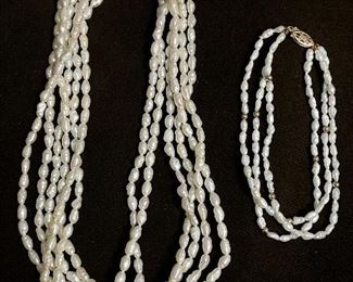 Item 149:  Three Strands of Seed Pearl and Seed Pearl and 14K Clasp Bracelet: $75 for all