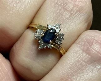 Item 152:  14K and Dark Sapphire Ring: $225