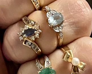 Assorted rings are priced at sale!