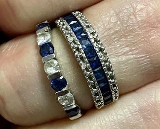 Item 251:  10 K 1/2 Eternity Sapphire and Diamond Ring (left):  $145                                                                                                      Item 252:  10 K 1/2 Eternity Sapphire and Diamond Ring (right): $175