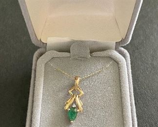 Item 258:  10K Emerald and 14K Necklace: $125