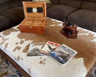 Humidor, WWII Aviation books, pipes and vintage holder