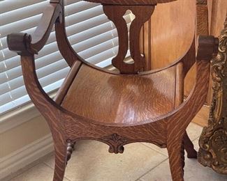 Victorian tiger oak North Winf Face chair