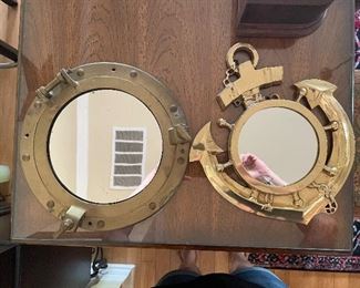 Brass mirror porthole 
Anchor mirror 