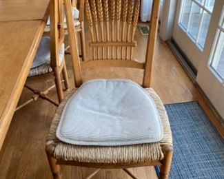 10 WHEAT BACK CHAIRS WITH RUSH SEATS