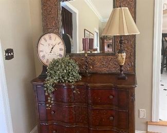 HOOKER CREDENZA AND LARGE MIRROR