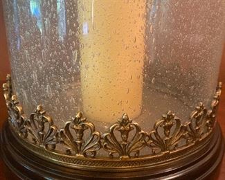 STUNNING PAIR OF LARGE ARTERIORS HOME HURRICANE LAMPS