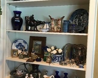 Assortment of Blue and White pieces from Flo Blue to Delf