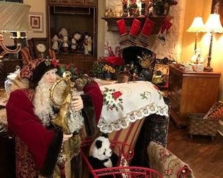 4ft Santa, Cherry Red Metal Sleigh