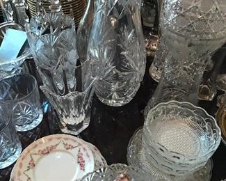 Beautiful Etched and Brilliant Cut Crystal Vases, Bowls, and more