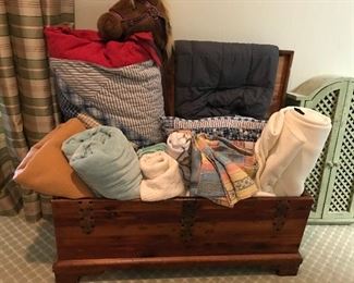 Cedar Chest Full of blankets, throws, etc.