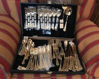 Large set of Gold plated flatware by Wm Rogers & Son
