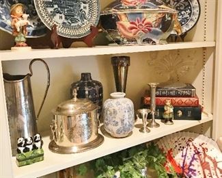 Decoratives, Hand Held Fan Collection, Silver Plate Vases,