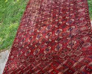 Wonderful old Turkish carpet, slight fading and one small hole 7x10