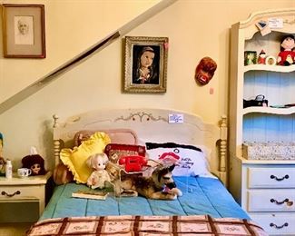 Burlington House twin size bed, Hutch, and side table.