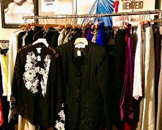 Full rack of women's designer high end clothing. Oscar de la Renta, Akris, Giorgio Armani, Rena Lange, Ralph Lauren, Escada and more.