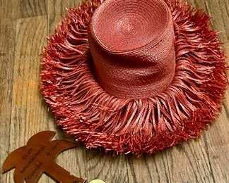 Jacques Le Corre vintage straw resort hat and a vintage key fob from a Cancun resort.
