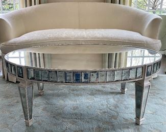 Item 39:  Boston Design Center Mirrored Glass Coffee Table - 47"l x 29.75"w x 18.75"h:  $425
