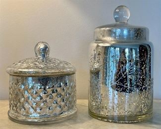 Item 47:  (2) Mercury Glass Apothecary Jars:   $38/Pair                                                  Tallest - 10"