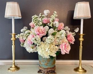 Item 62:  Faux Floral Arrangement in Ornate Planter- 22": $65