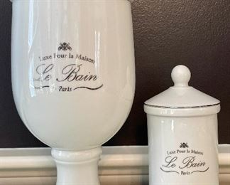 Item 64:  Le Bain Apothecary Jars:   $18 for both                                                                       Tallest - 11"