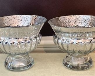 Item 70:  (2) Mercury Glass Candle Holders - 6.25" x 5.25":  $26