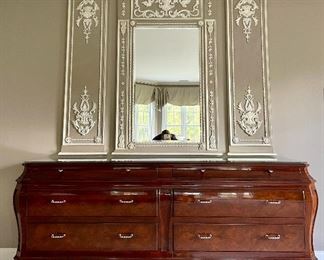 Item 84:  Karges Dresser - 77"l x 18.5"w x 33"h:  $2995 (SOLD).                                                                                                           Item 85:  Frontgate 3 Piece Mirror:  $1145                                                                         Middle - 35.5"l x 1.5"w x 60"h                                                                 Right & left sides - 15.5"l x 1.5"w x 60"h