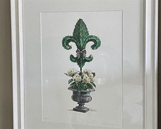 Item 90:  Framed Fleur Des Lis Topiary - 18.75" x 22.5": $65