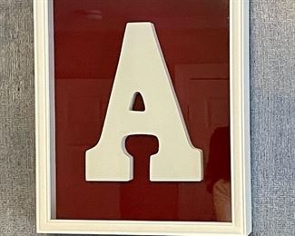 Item 104:  Shadowbox Framed "A" - 12"l x 3"w x 15"h:  $28