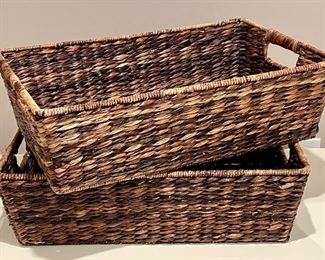 Item 125:  (2) Pottery Barn Sea Grass Baskets - 14"l x 22"w x 6.5"h:  $24/Each