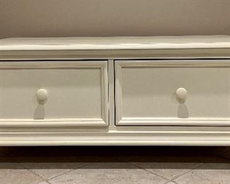 Item 145:  White Coffee Table with 2 Drawers - 44.25"l x 22.25"w x 18.25"h: $325
