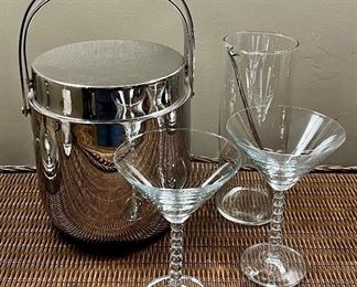 Item 155:  Crate & Barrel Ice Bucket & Martini Set:   $45