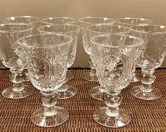 Item 159:  (10) Wine Glasses with Pattern:  $42