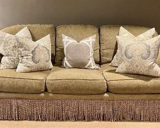 Item 164:  Isenhour Furniture Sofa  with Fringe- 90"l x 25.5"w x 33.5"h: $425
