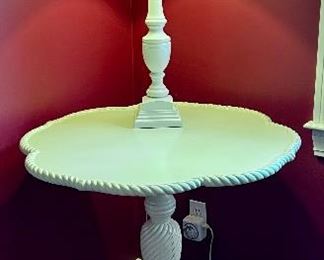 Item 174:  Painted White Pie Crust Table - 30" x 33":    $165                                               