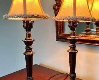 Item 179:  (2) Lamps with Beaded Shades - 16": $75 for pair