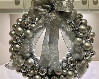 Item 195:  Silver Holiday Wreath - 23":  $26