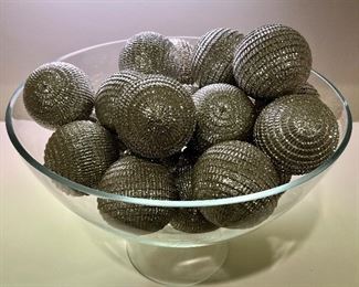Item 197:  Lot of Decorative Silver Balls (bowl not included):  $15