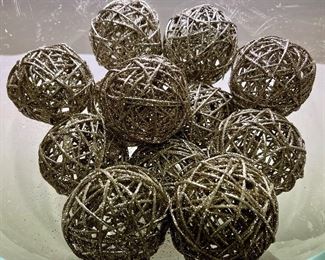 Item 198:  Lot of Decorative Sparkly Silver Twig Balls:  $10