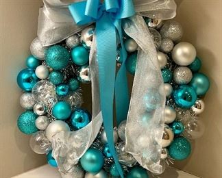 Item 210:  Holiday Wreath (blue & silver) - 16": $28