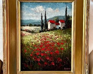 Item 262:  Gorgeous "Poppies" Acrylic on Canvas -Signed Hosanza - 19" x 23":  $245