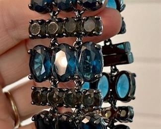 Item 282:  Blue Rhinestone Slip Magnet Clasp Bracelet: $14